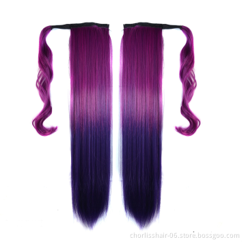 Wholesale Chorliss High Quality Ombre Double Drawn Wrap Ponytail With Natural Straight Tie In Ponytail Extensions Synthetic Hair